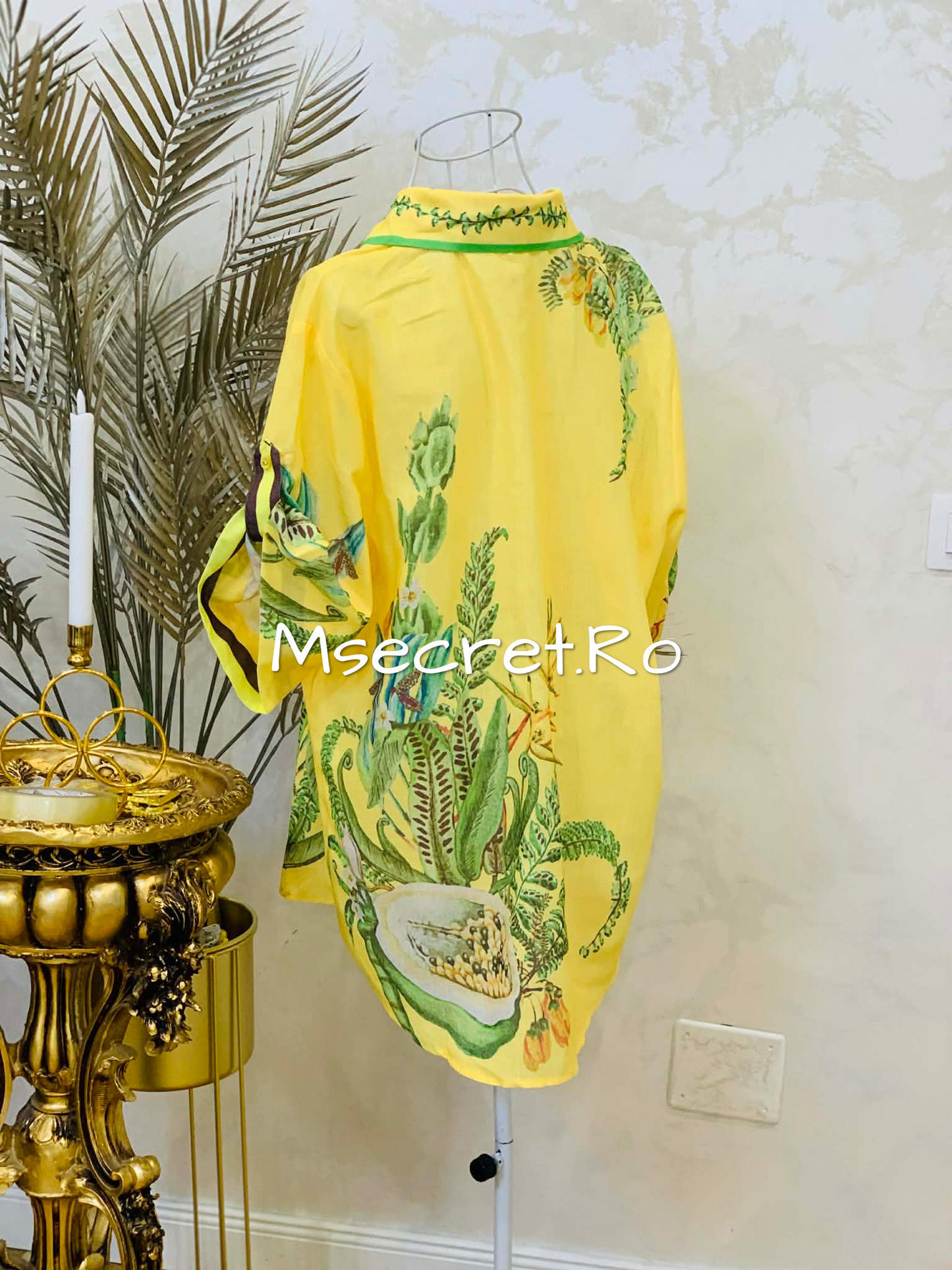 Yellow linen set with shirt and long pants