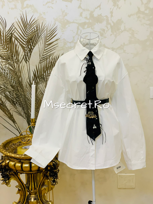 Camasa alba din bumbac cu cravata