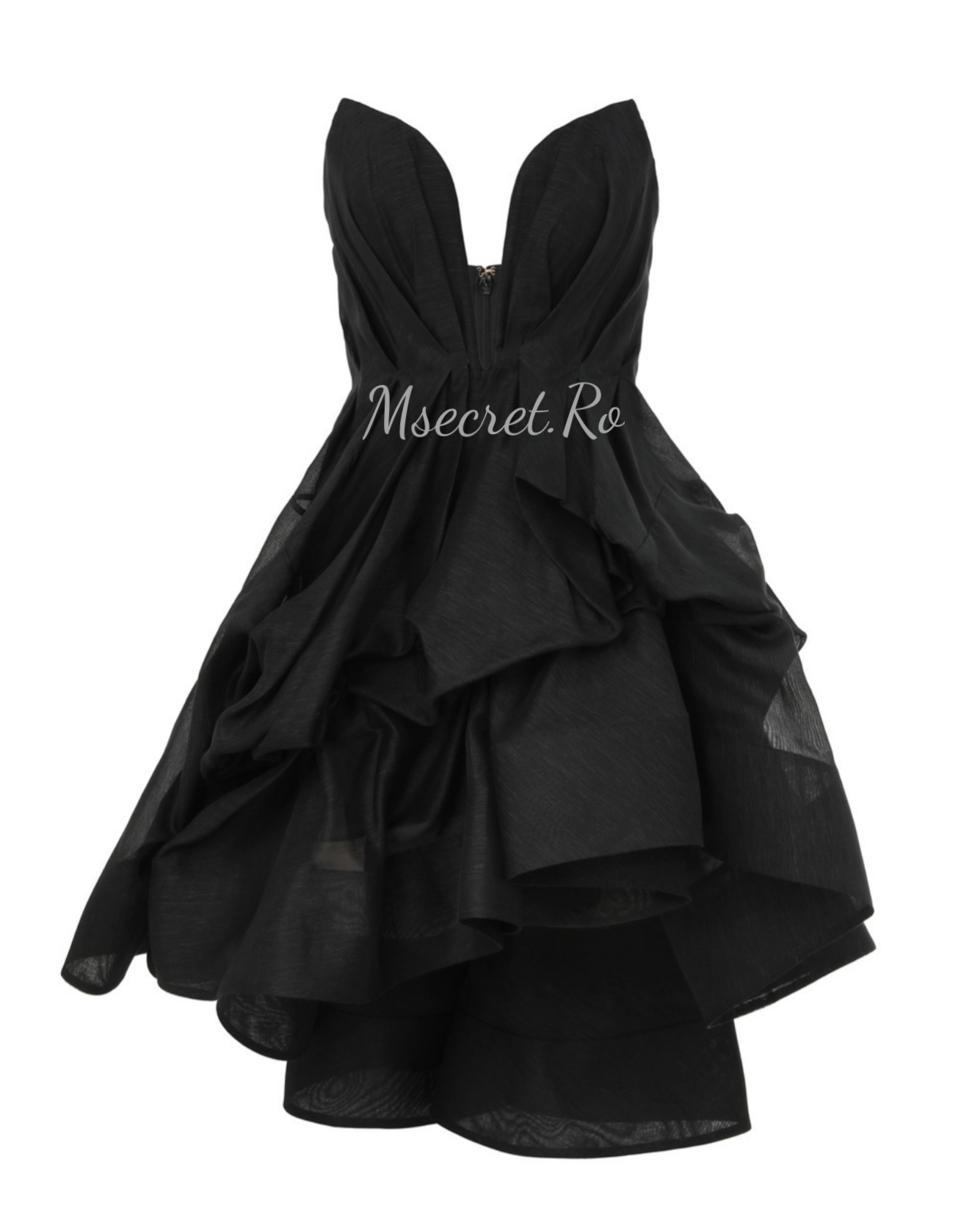 Rochie neagra din in cu corset