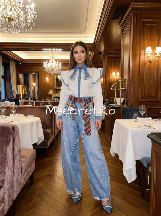 Blugi cu pietre si model