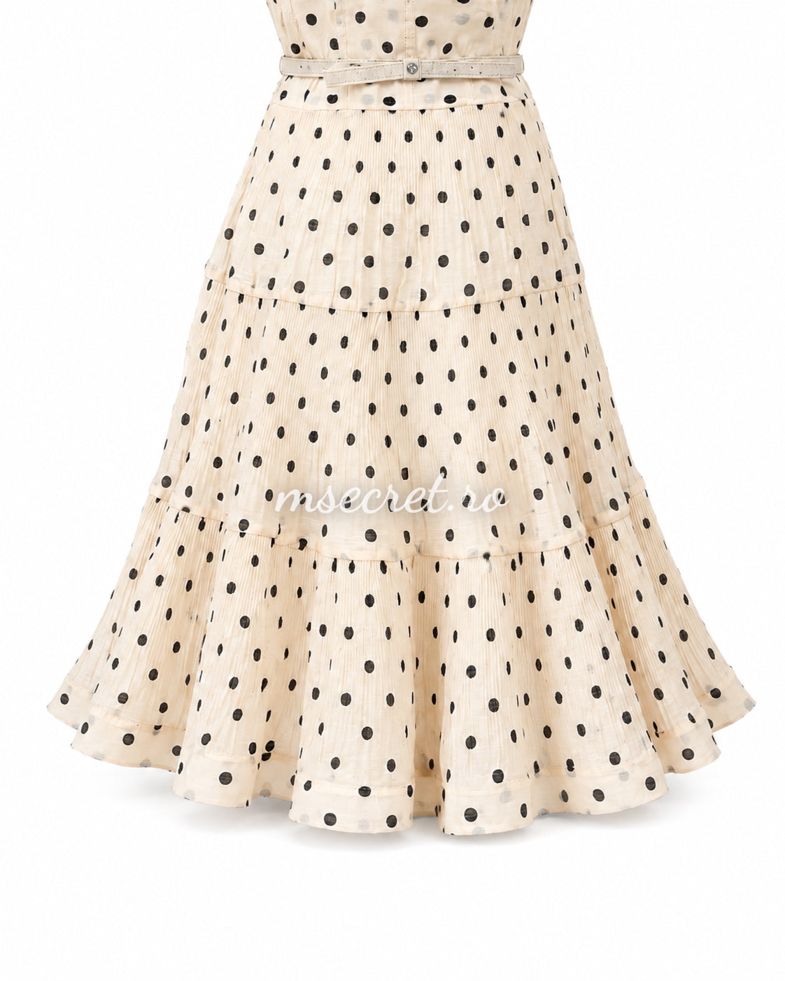 Rochie midi din in ivory cu buline