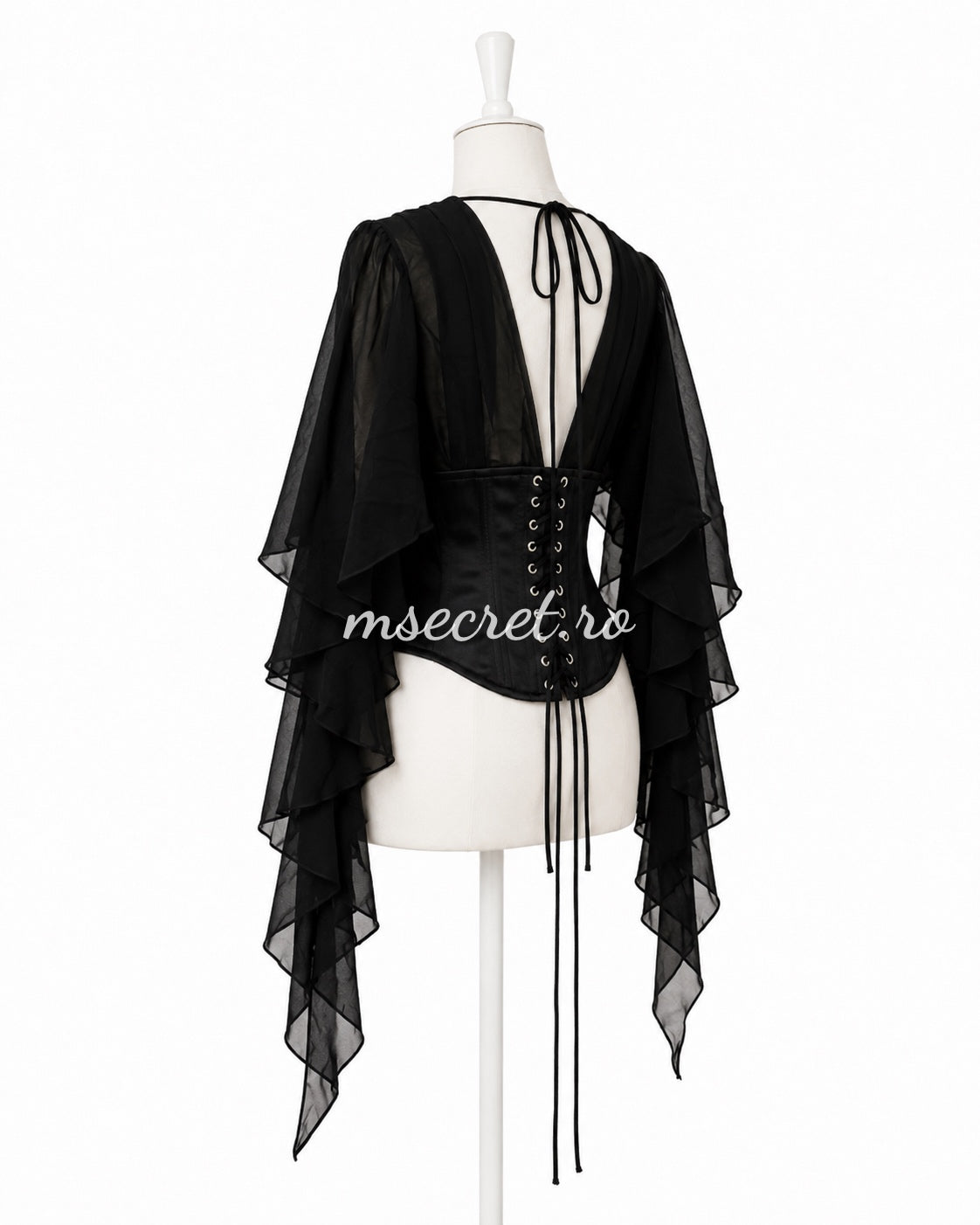 Corset negru cu maneci vaporoase ample