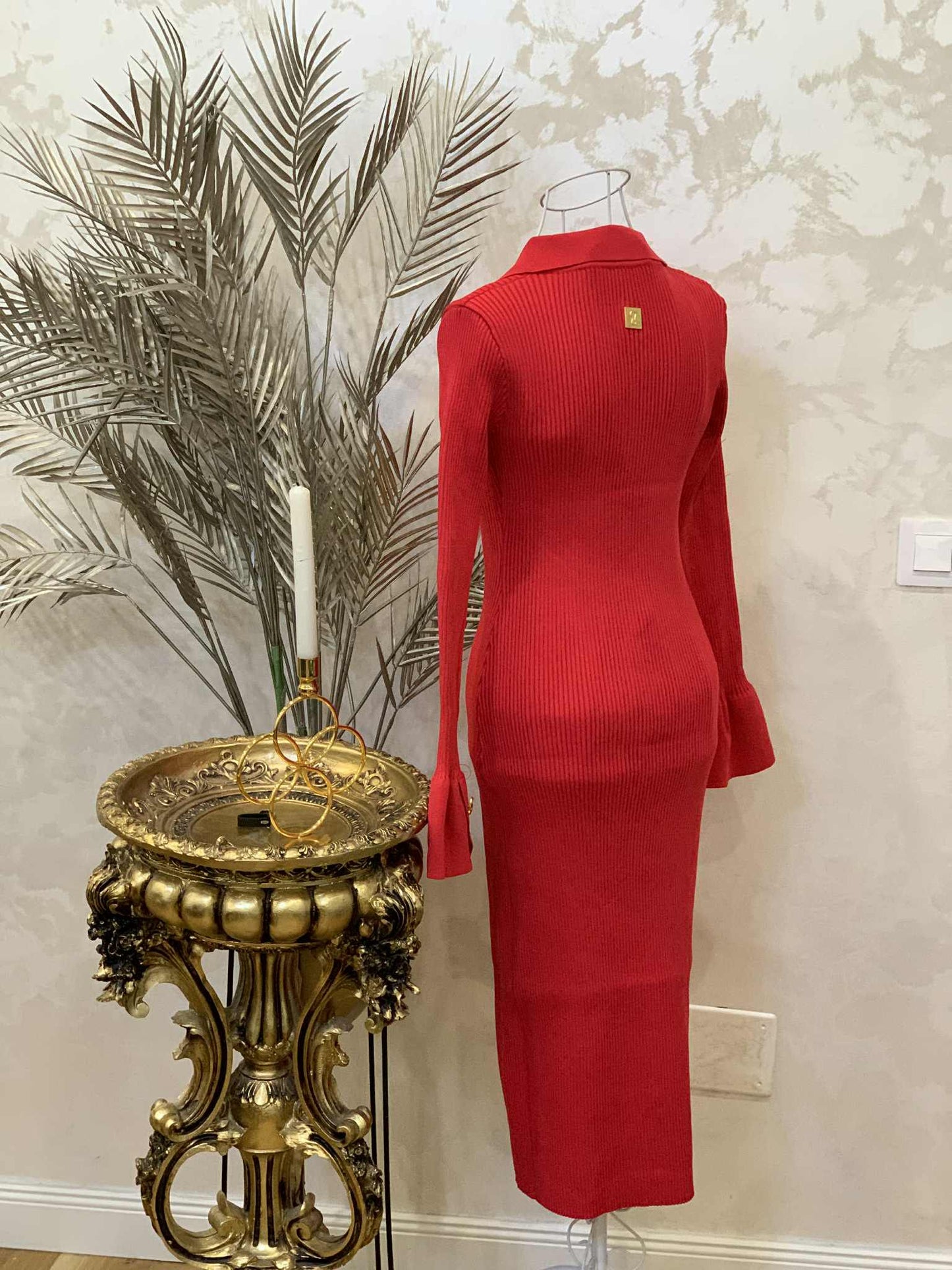 Rochie rosie din tricot