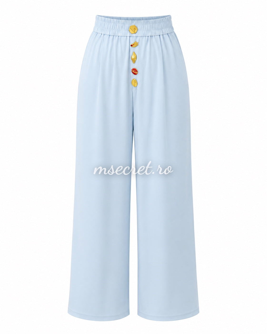 Blue set with blazer-style top and wide-leg trousers