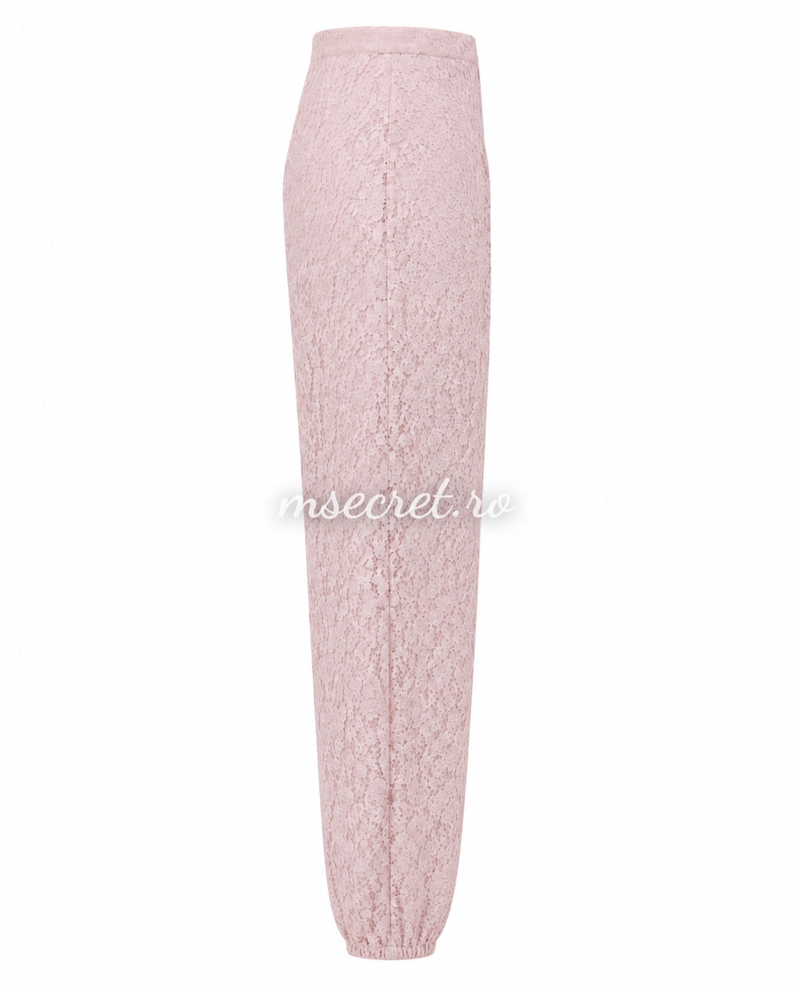 Pink lace trousers with a loose fit