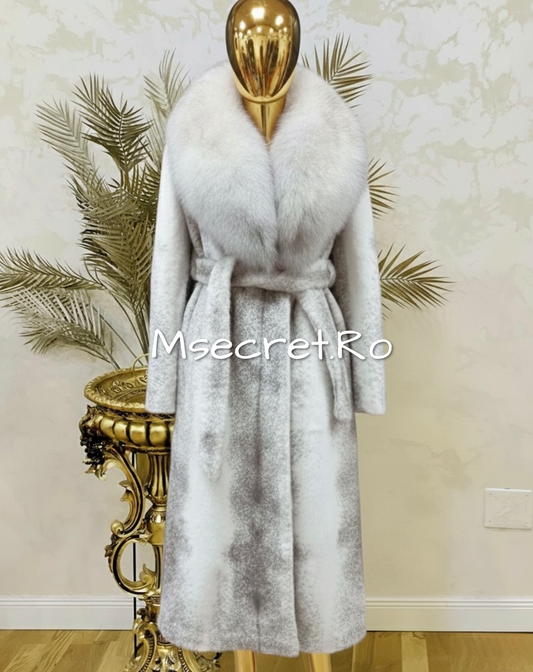 Natural fox fur and Alcantara coat