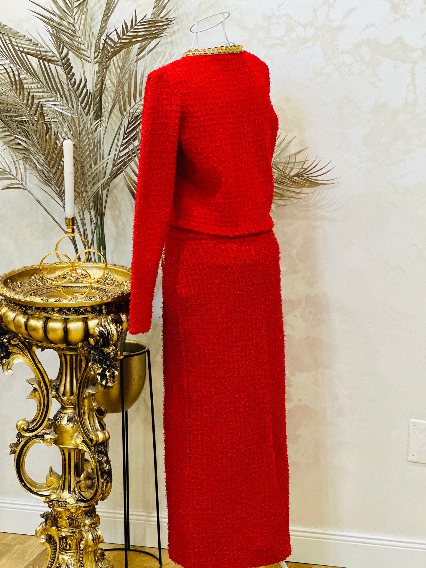 Set roșu cu detalii aurii Red Royal Tweed