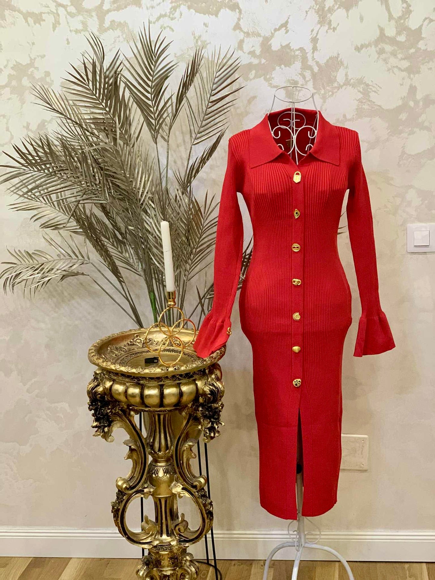 Rochie rosie din tricot