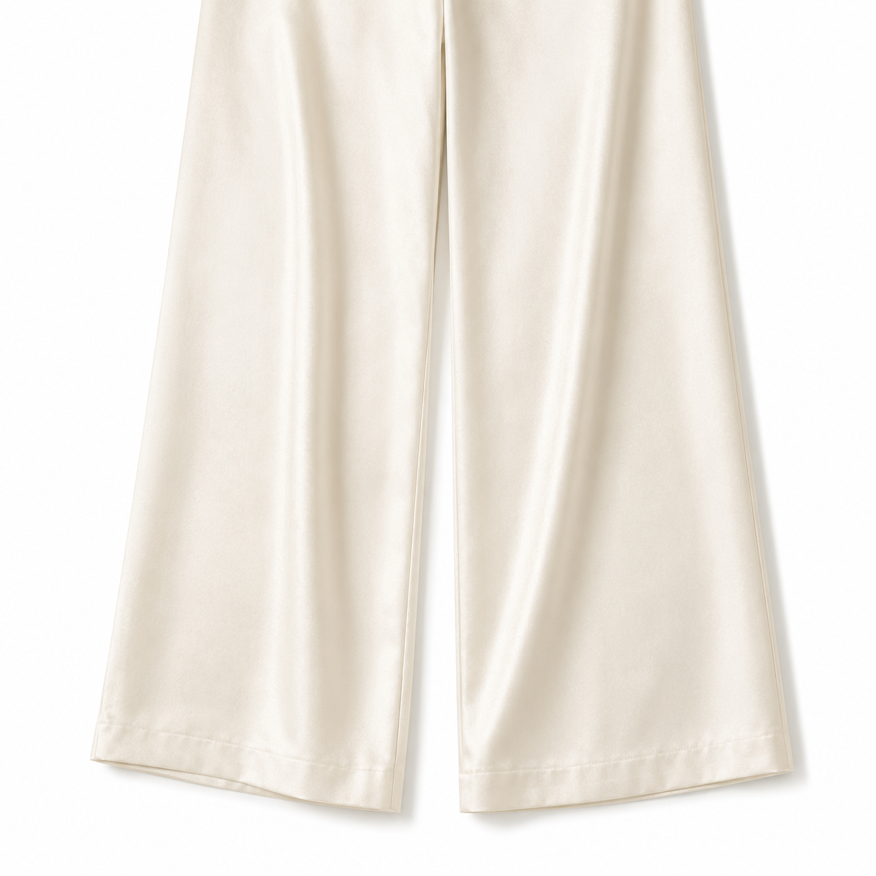 Cream elegant trousers with lace overlay