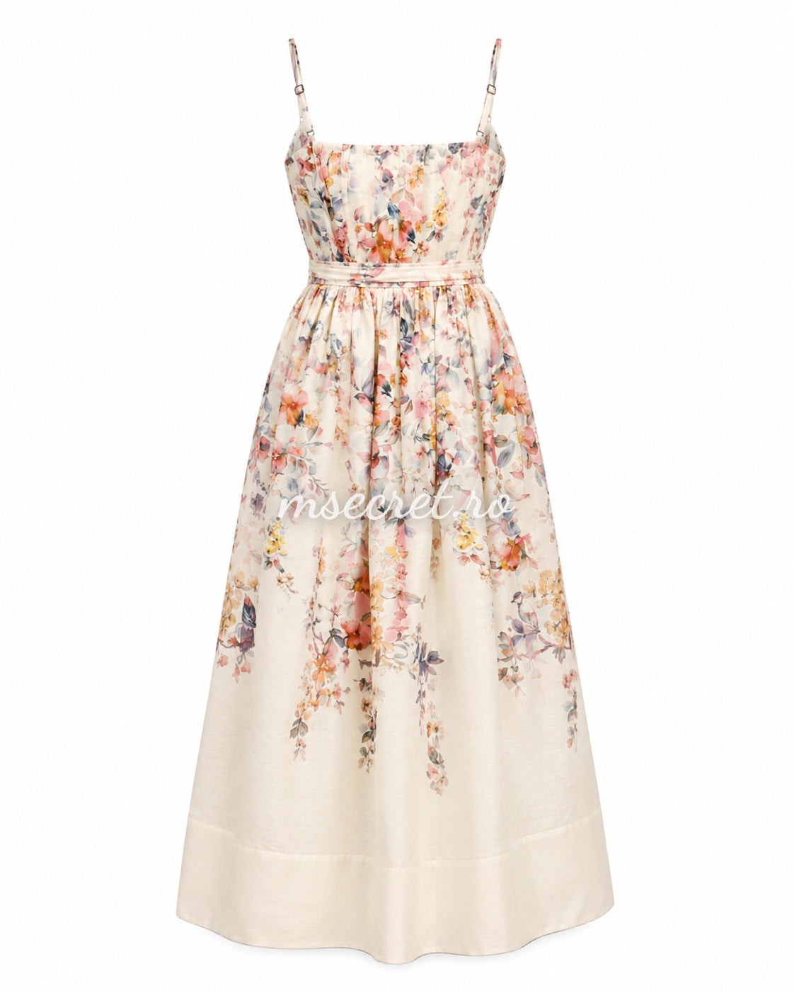 Rochie lunga din in cu imprimeu floral Mira