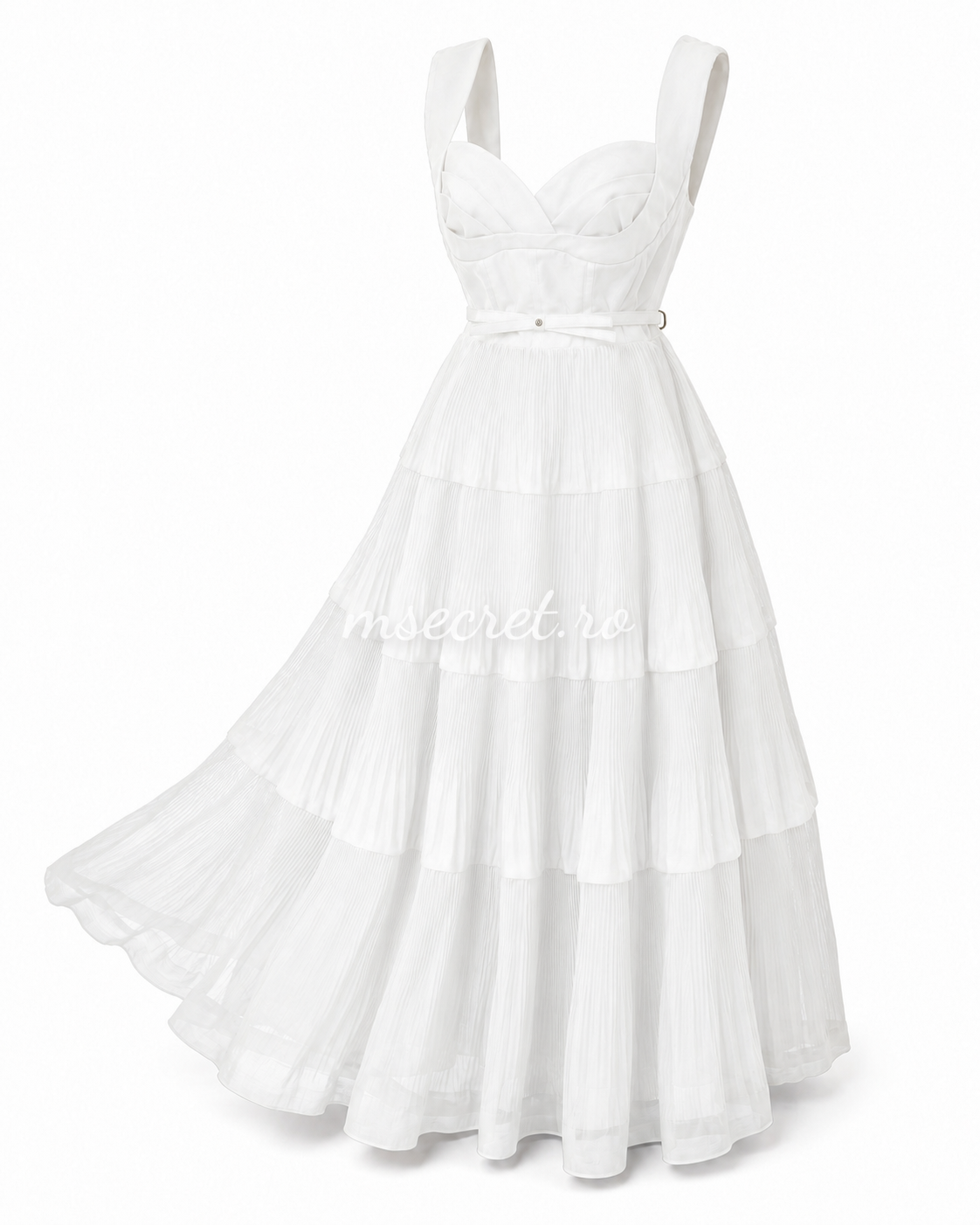 Rochie midi din in alba