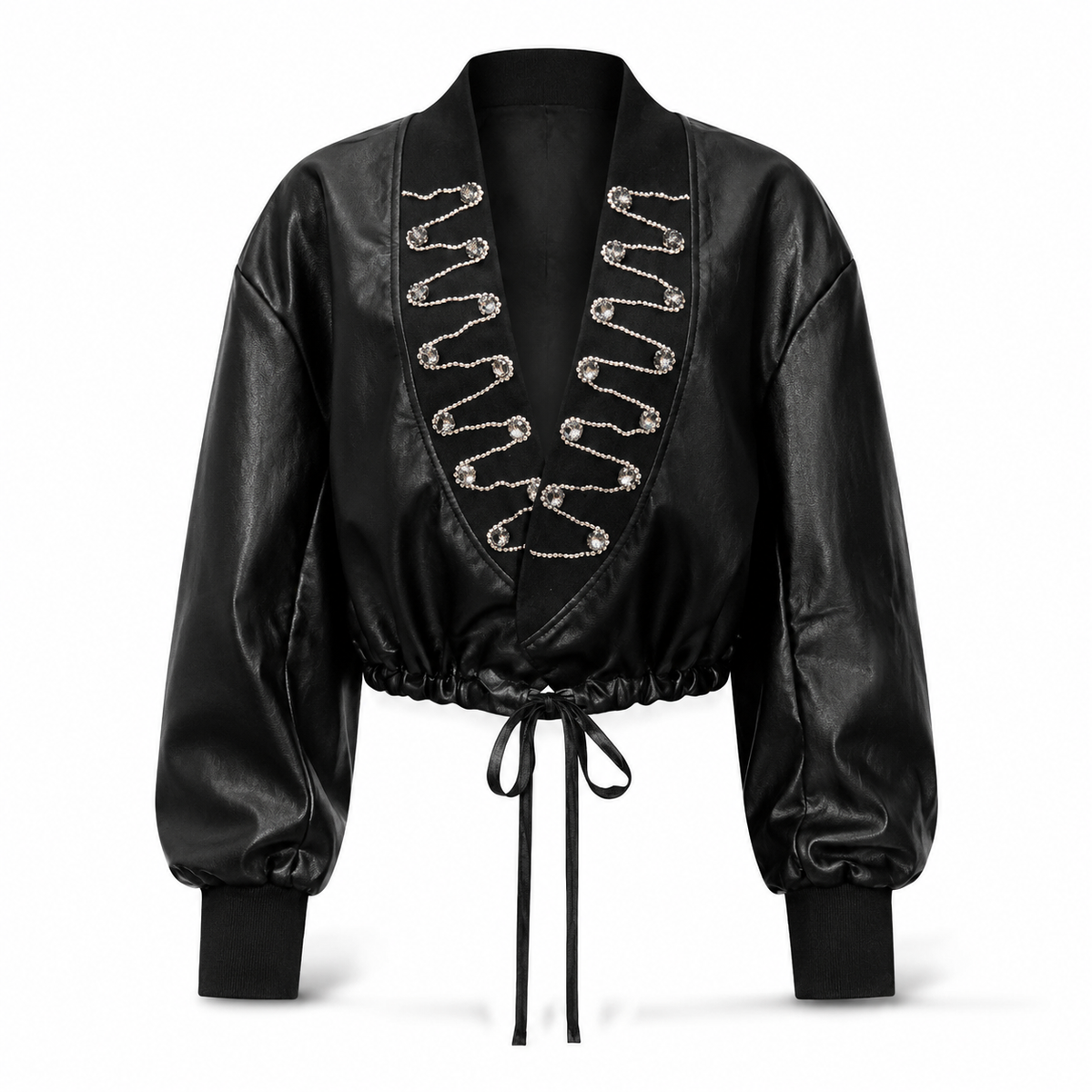 Geaca neagra din piele