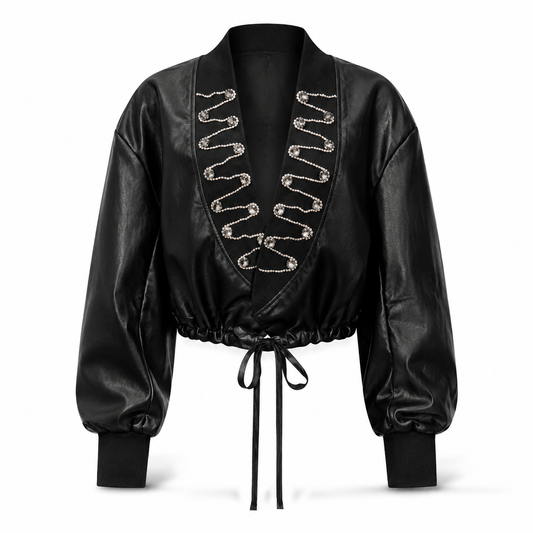 Geaca neagra din piele