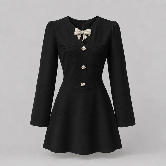 Rochie scurta neagra cu pietre Mona