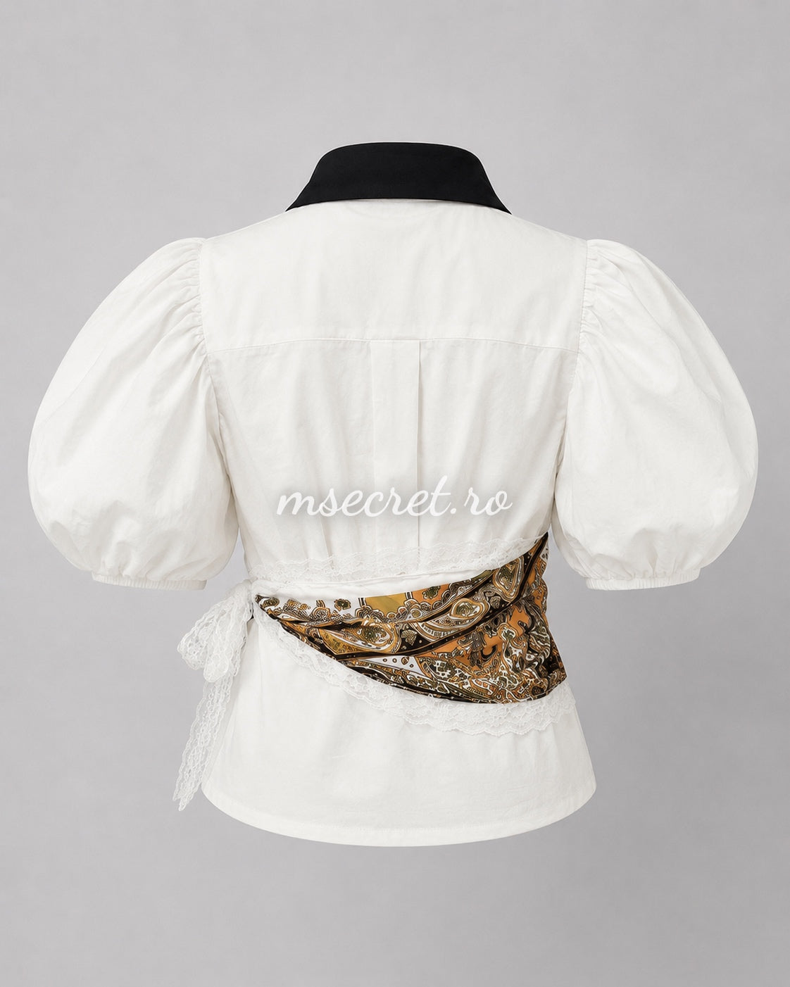Camasa alba cu maneci bufante si model tip corset