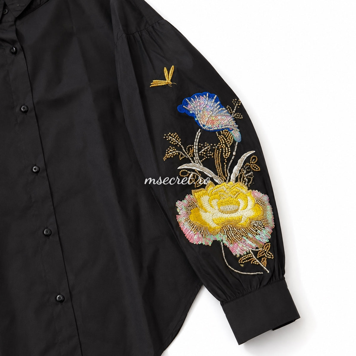 Camasa neagra cu broderie