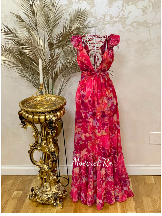 Rochie roz lunga spectaculoasa