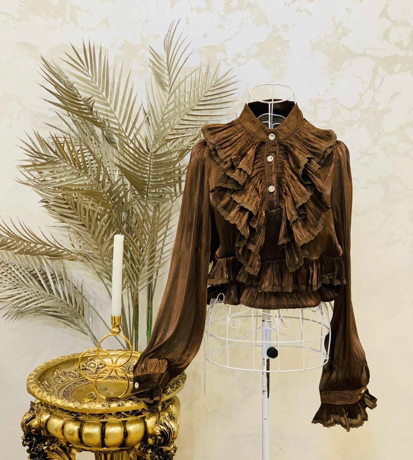 Camasa maro cu volane