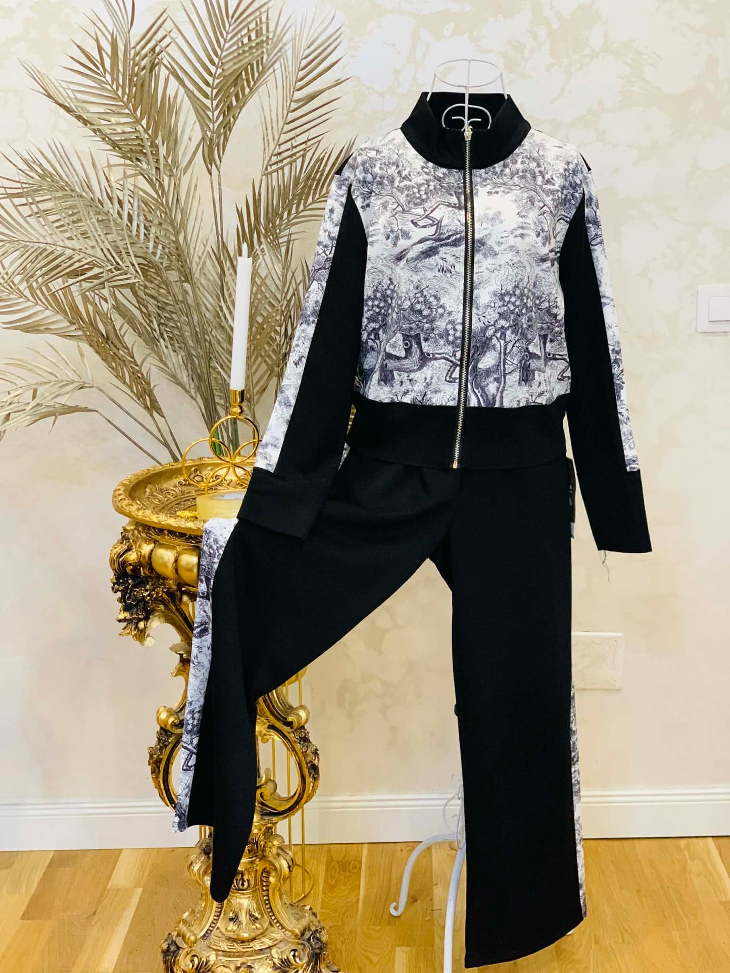 Black printed co-ord