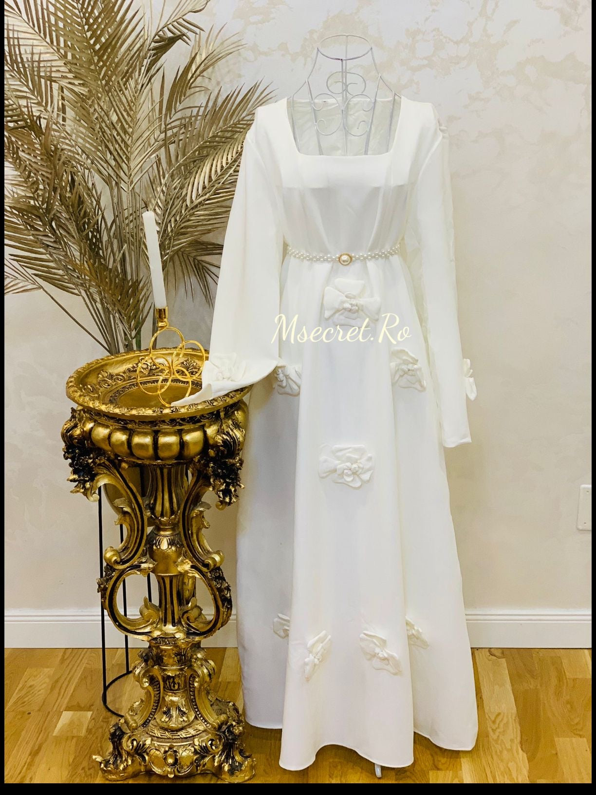 Rochie midi cu maneci lungi Floralis