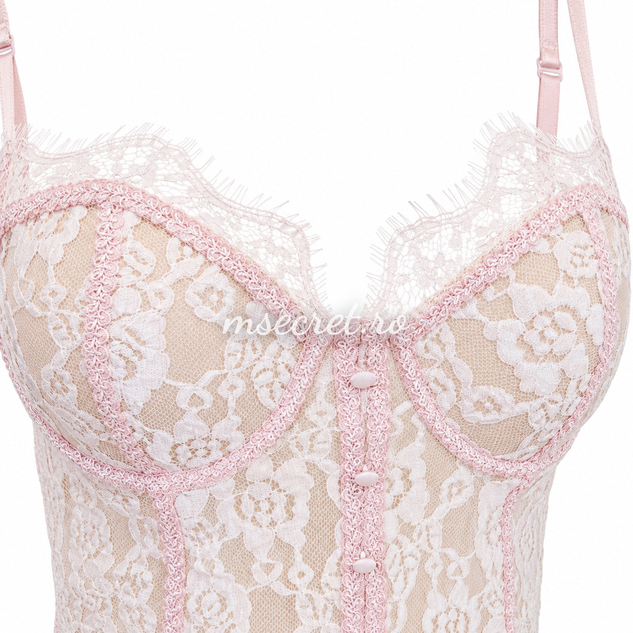 Corset roz din dantela