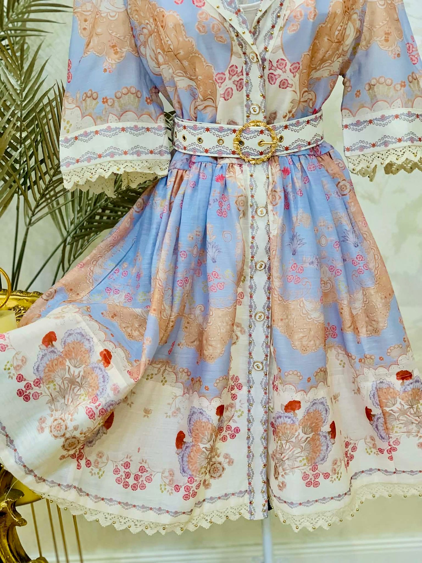 Linen dress with short sleeves