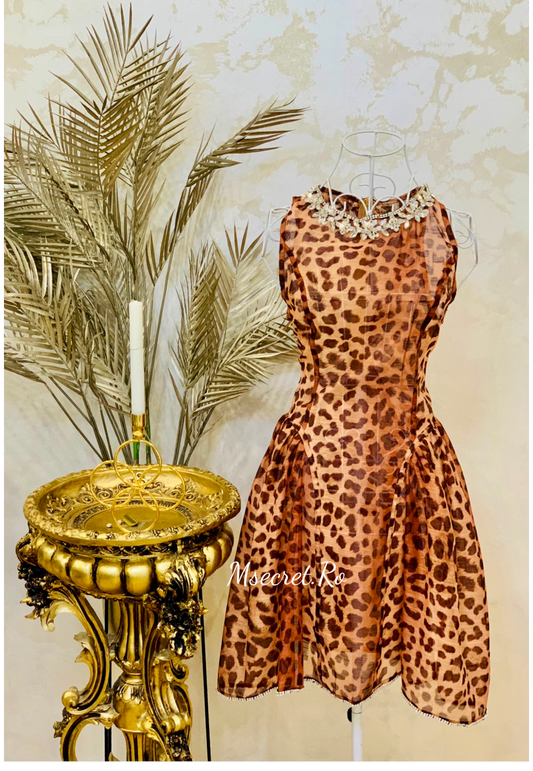 Rochie animal print din in si matase