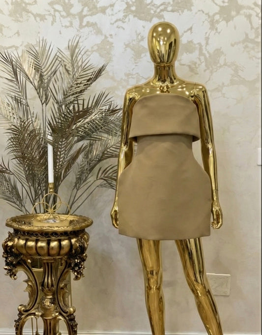 Rochie mini bej fara bretele