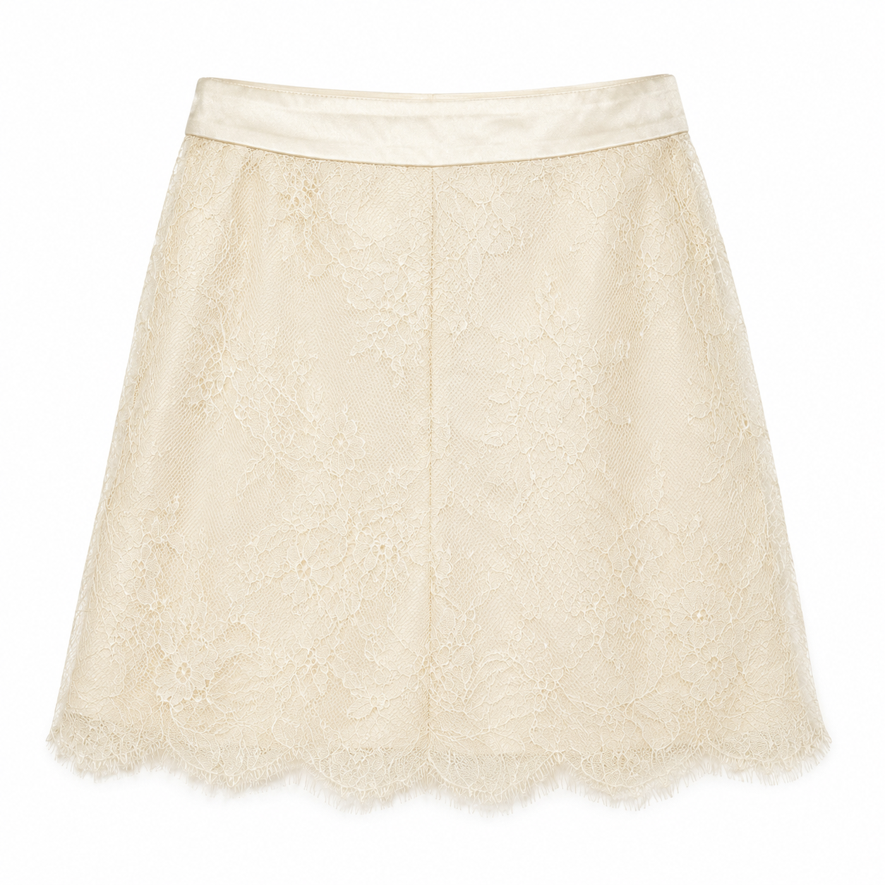 Cream elegant trousers with lace overlay