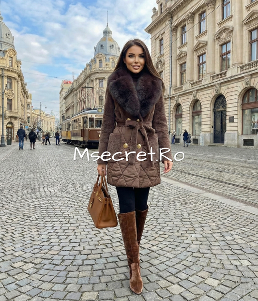 Fox fur, Alcantara, and quilted inserts jacket