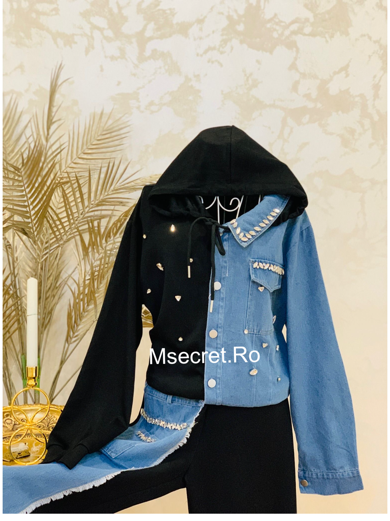 Compleu denim cu pantaloni lungi