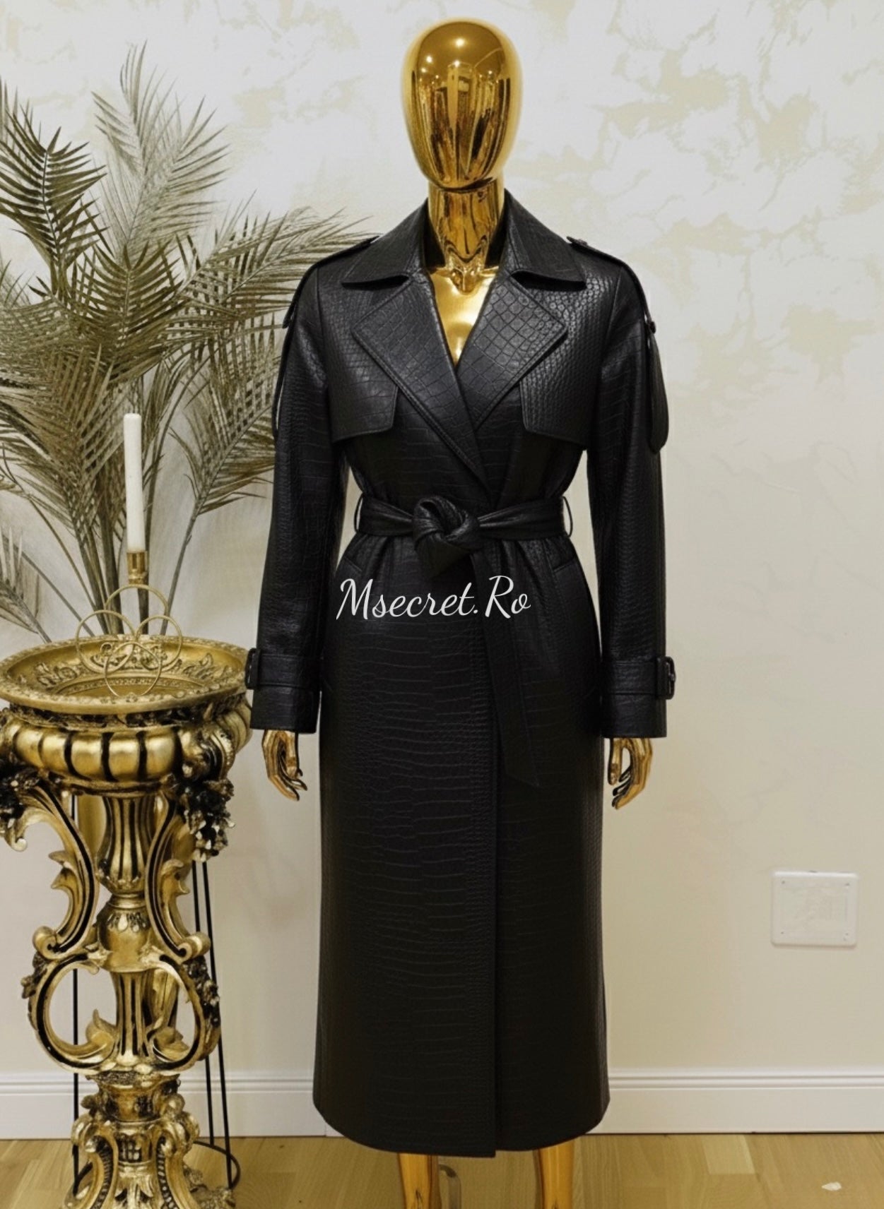 Trench lung din  piele Bellisima
