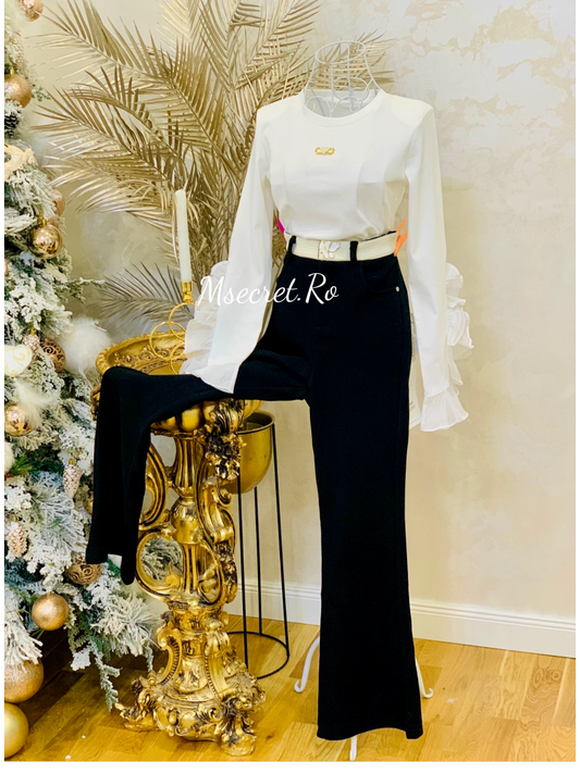 High-waisted fabric trousers