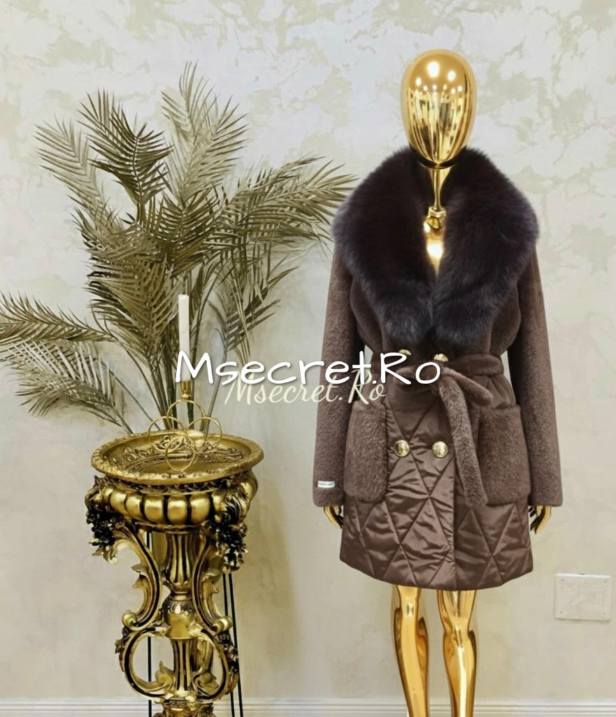 Jacket with fox fur, Alcantara, and waterproof fabric inserts