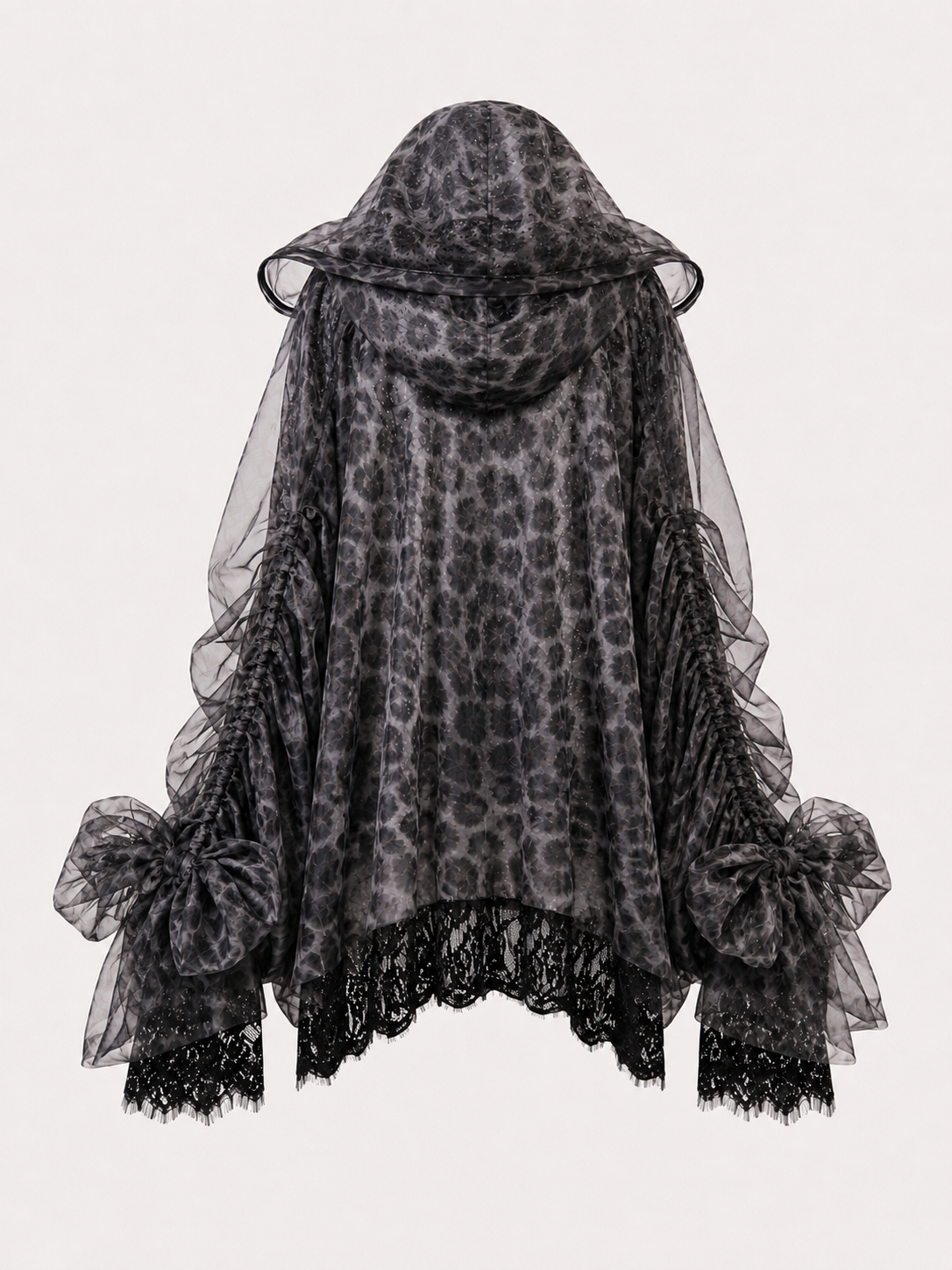 Jacket with lace print and hood