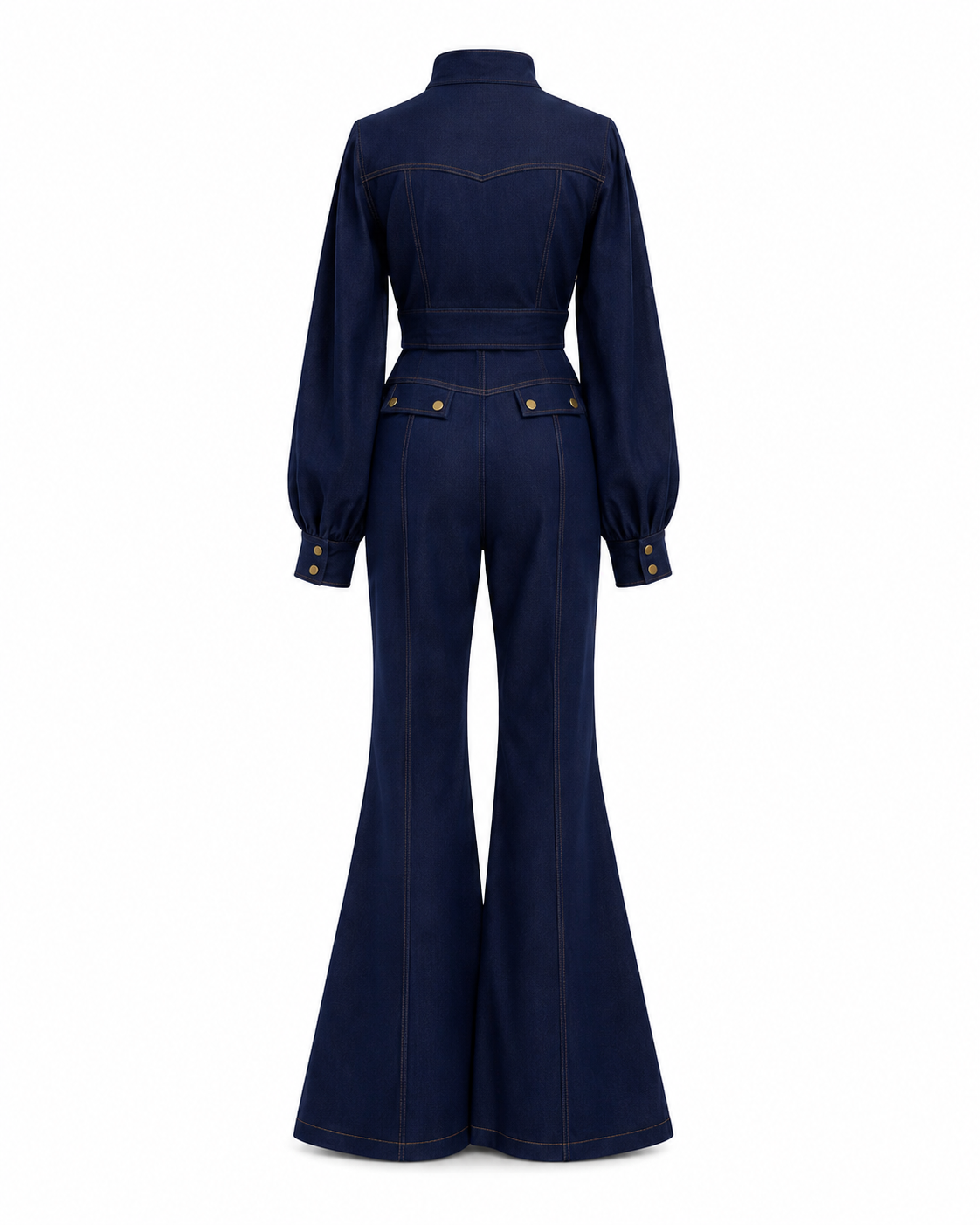 Denim set with jacket and flared jeans