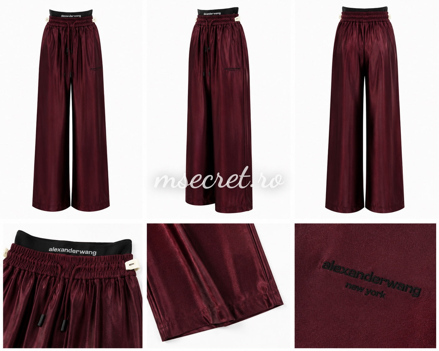 Compleu burgundy cu pantaloni palazzo