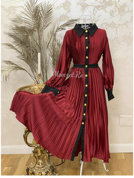 Rochie visinie midi din material satinat premium
