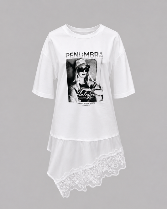 Rochie-tricou  alb din bumbac