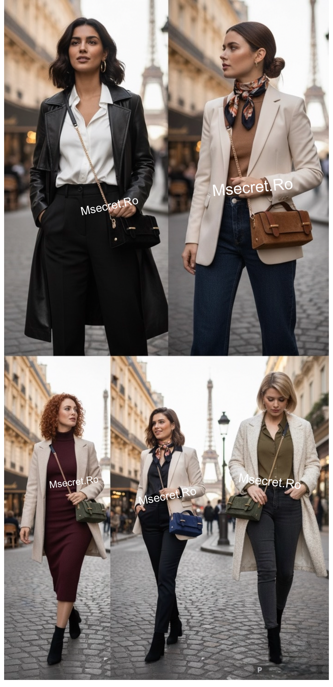 Geanta din piele naturala intoarsa cu accesorii elegante