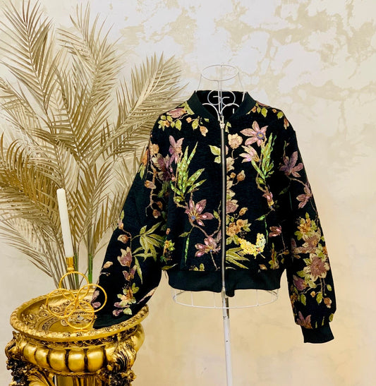 Geacă tip bomber din brocard cu pietre decorative
