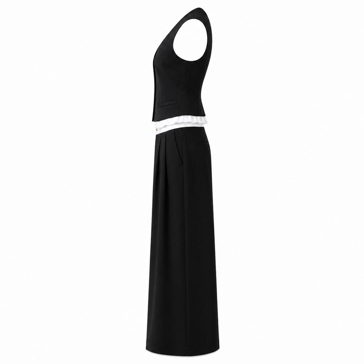 Compleu negru cu vesta si pantaloni