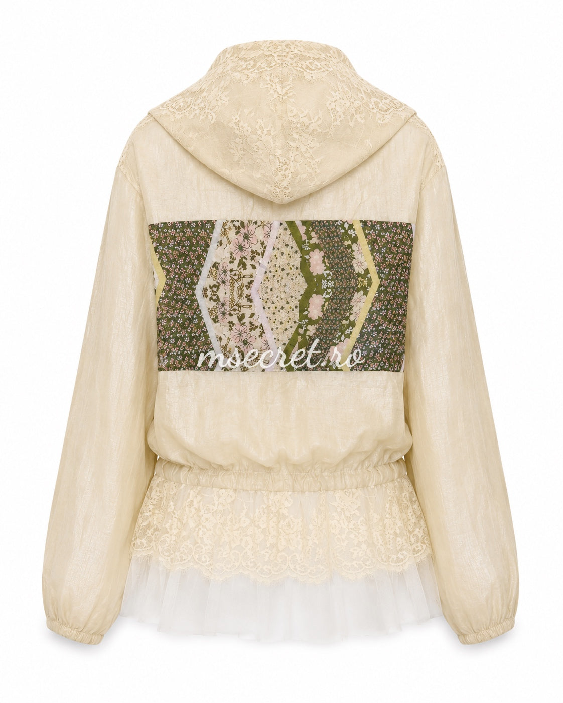 Beige lace jacket with hood