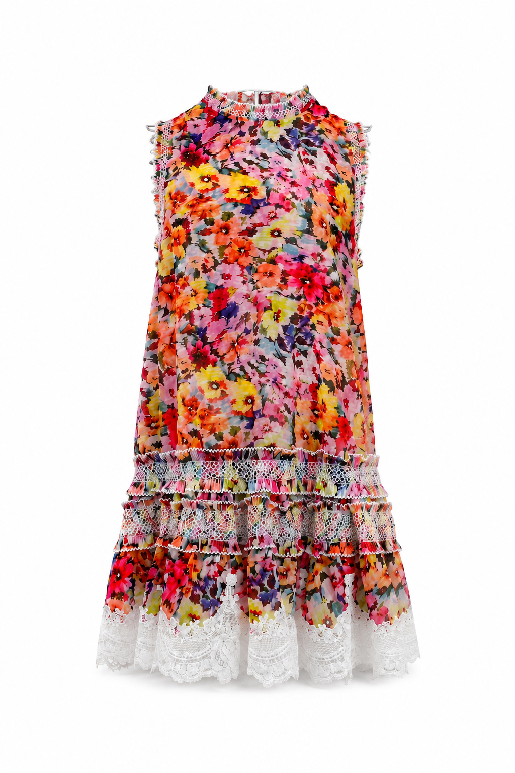 Rochie florala cu volane din dantela