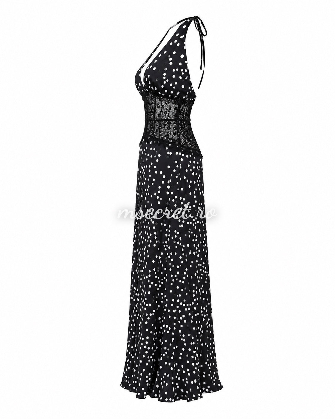 Rochie lunga neagra cu buline