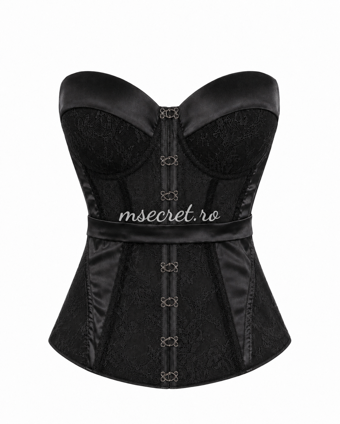 Corset negru din dantela cu cupe