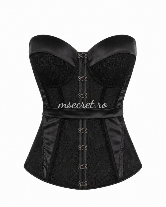 Corset negru din dantela cu cupe