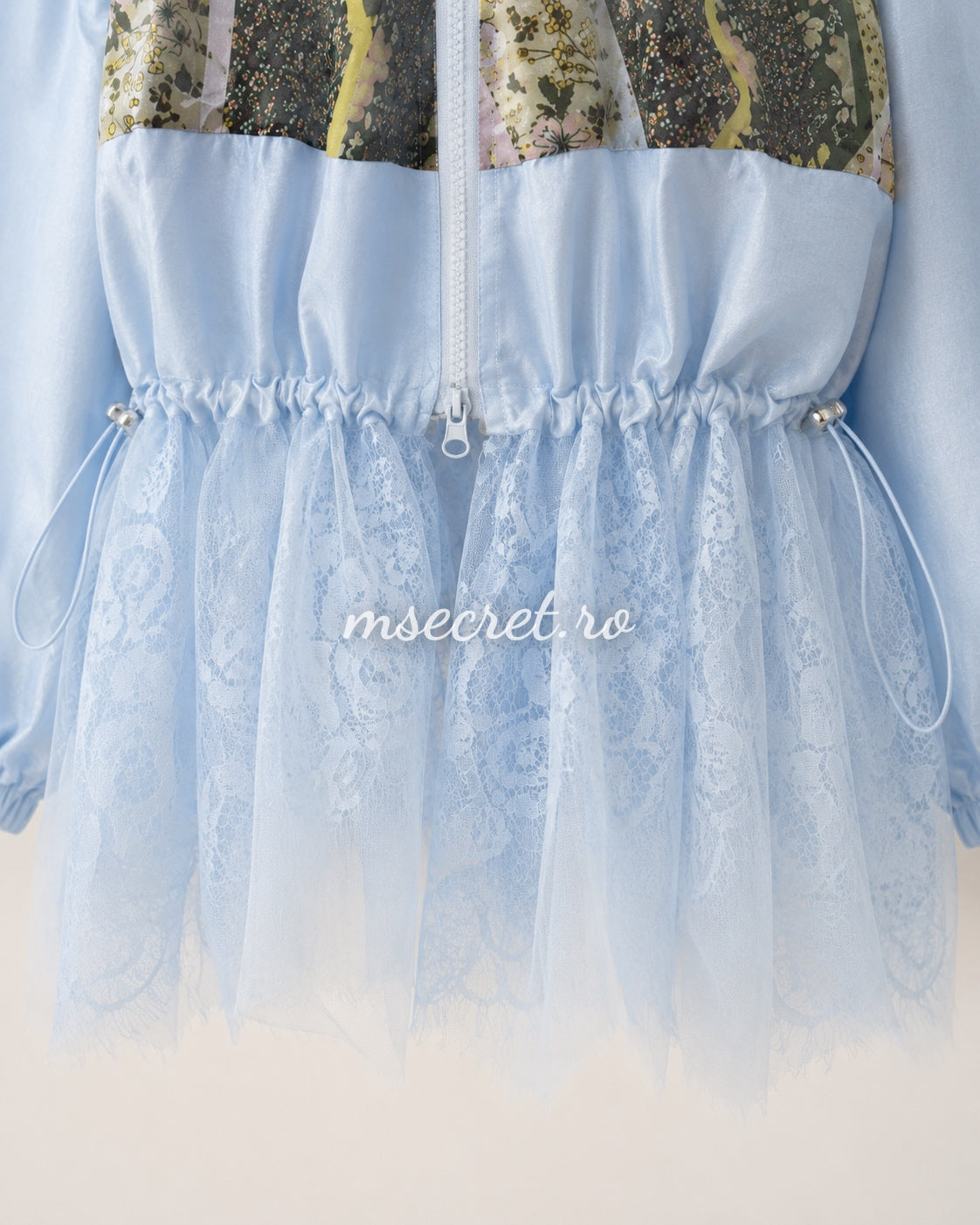 Blue lace hooded jacket