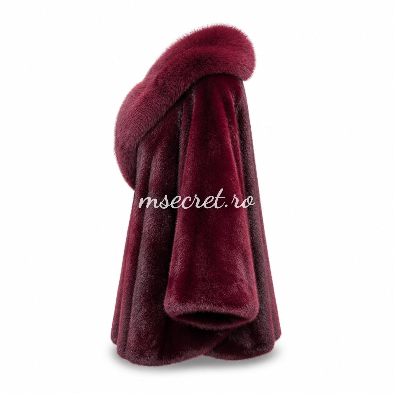 Capa din blana naturala de vulpe si alcantara
