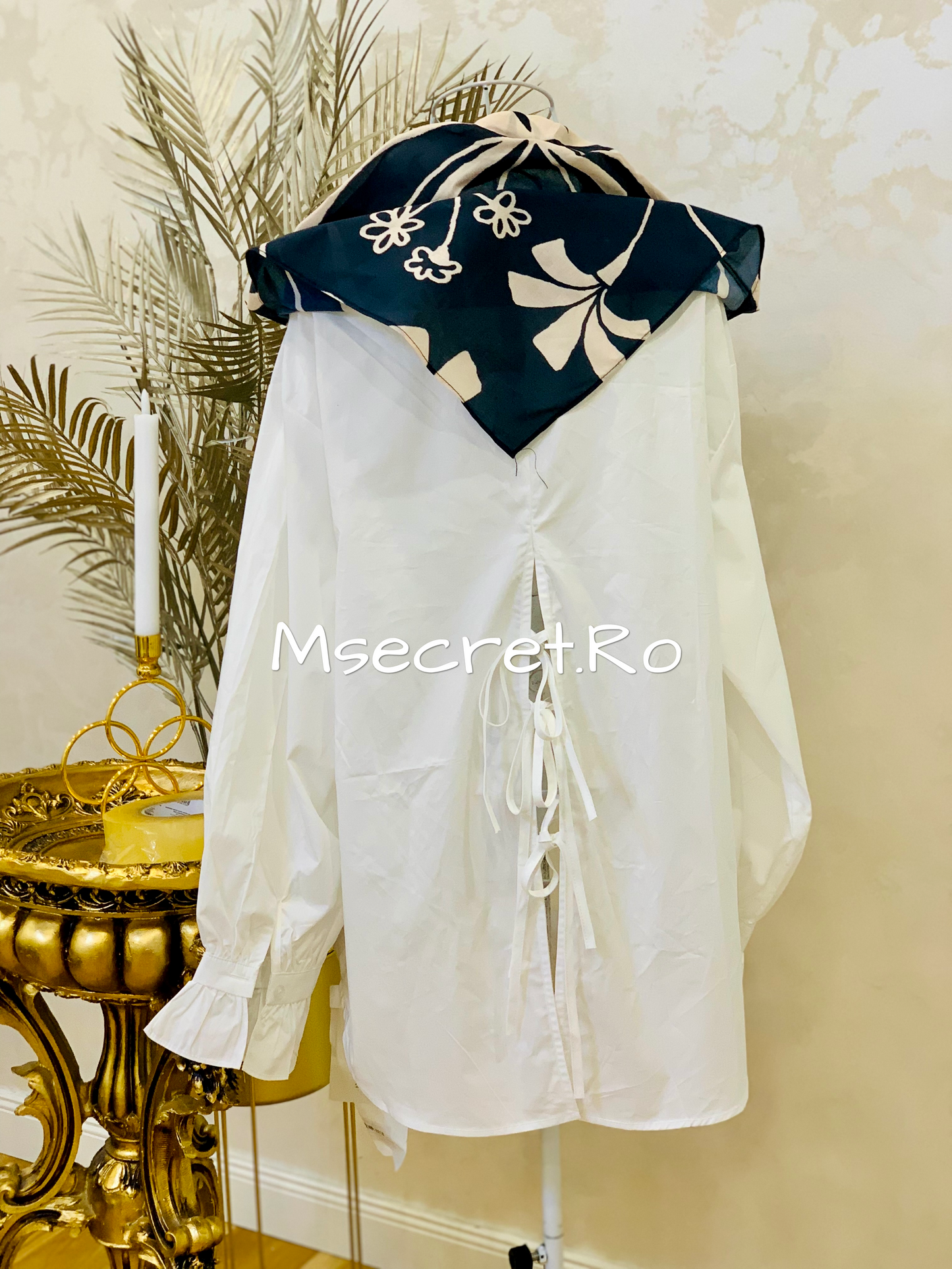 Camasa din bumbac cu esarfa